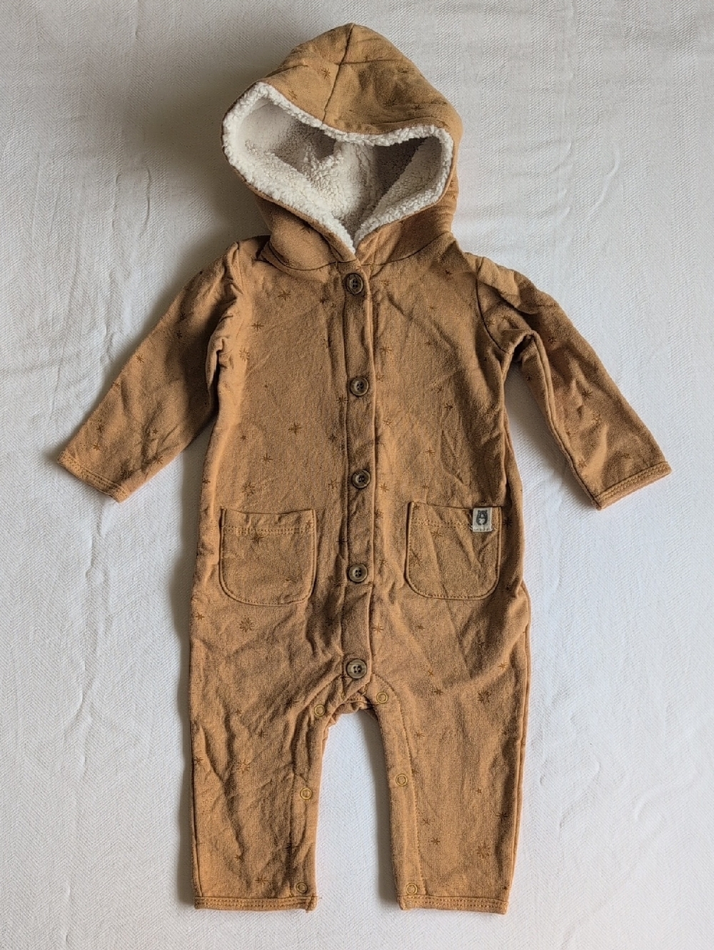 rabbit + bear organic cotton jumpsuit with sherpa-lined hood 3-6 months baby